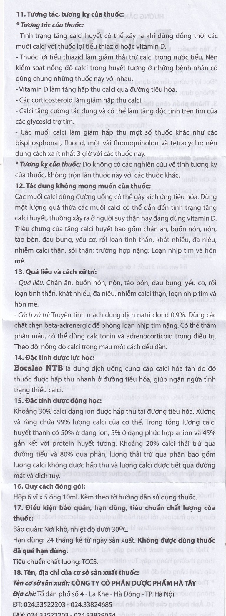 Thuốc Bocalso NTB Pharma bổ sung canxi cho các trường hợp có nguy cơ thiếu canxi (6 vỉ x 5 ống)