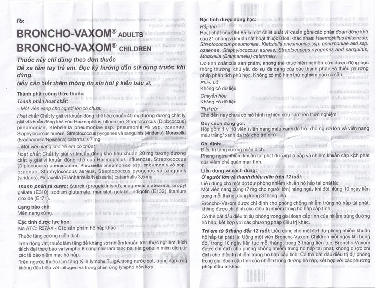 Thuốc Broncho-Vaxom điều trị nhiễm khuẩn đường hô hấp, tăng cường miễn dịch (10 viên)