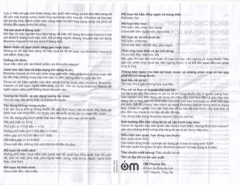 Thuốc Broncho-Vaxom điều trị nhiễm khuẩn đường hô hấp, tăng cường miễn dịch (10 viên)