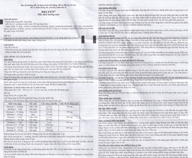 Hỗn dịch uống Brufen Abbott giảm đau, hạ sốt ở trẻ em (60ml)