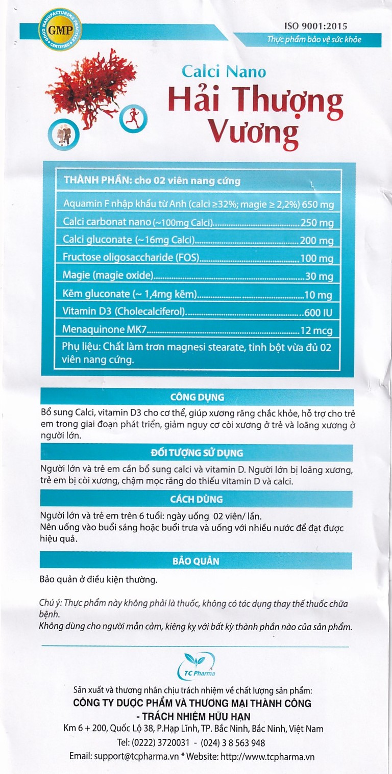 Viên uống Calci Nano Hải Thượng Vương bổ sung Calci, vitamin D3 cho cơ thể (60 viên)