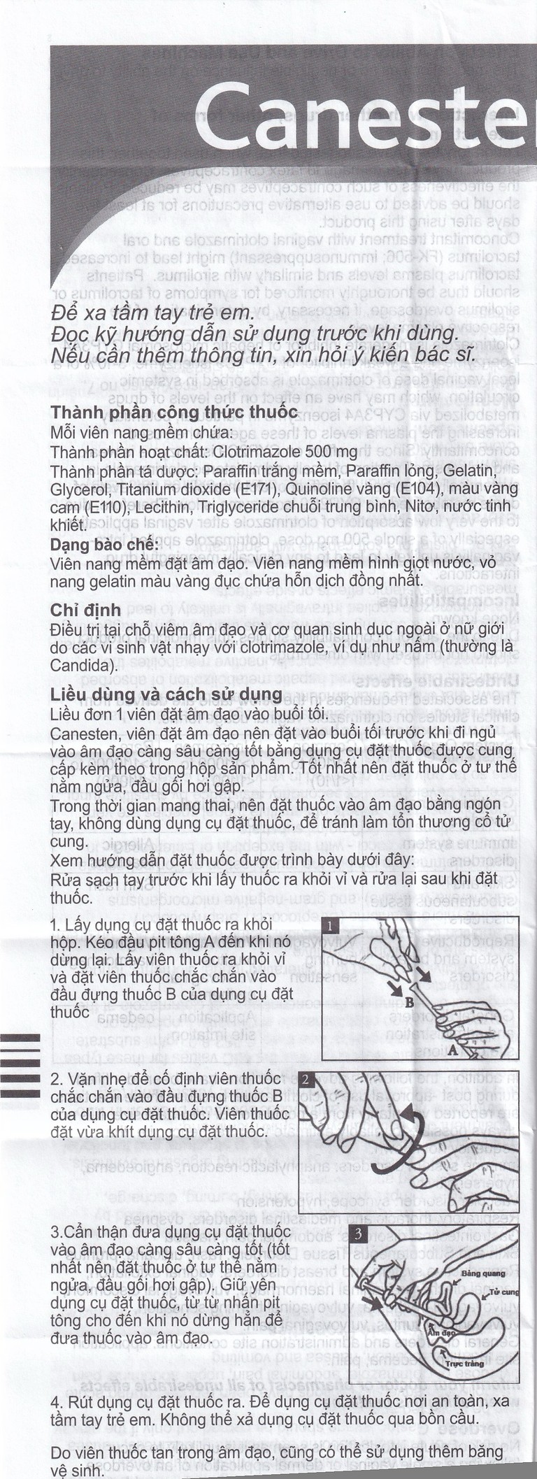 Viên đặt âm đạo Canesten 1 Day 500mg Bayer điều trị viêm âm đạo và cơ quan sinh dục ngoài (1 vỉ x 1 viên)