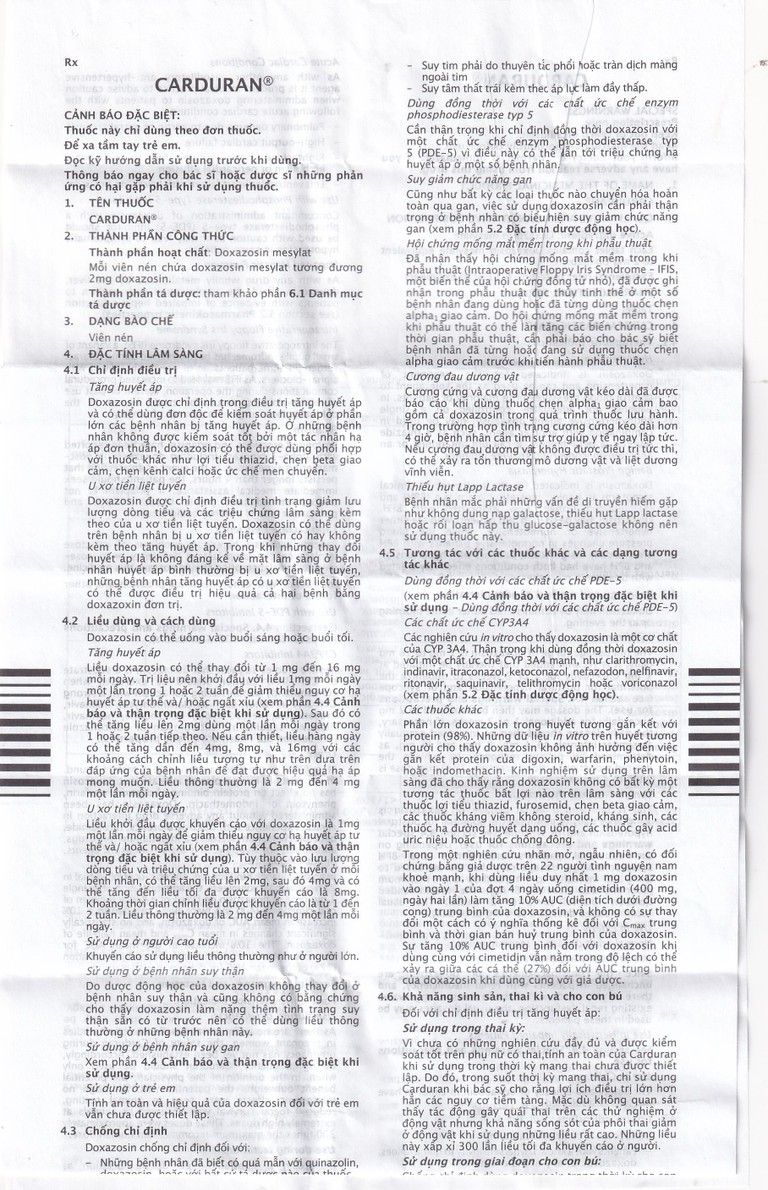 Thuốc Carduran 2mg Viatris điều trị tăng huyết áp, u xơ tiền liệt tuyến (1 vỉ x 10 viên)
