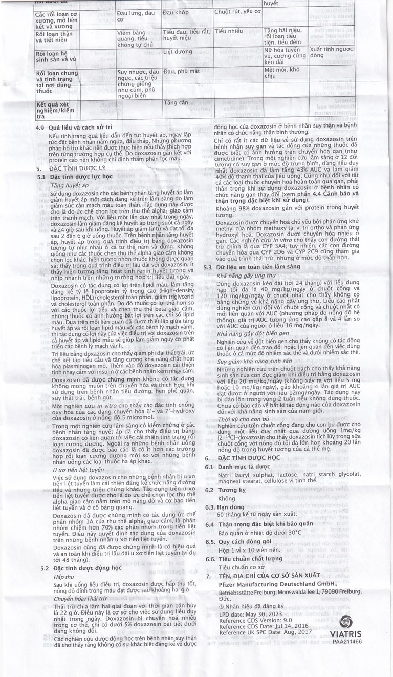 Thuốc Carduran 2mg Viatris điều trị tăng huyết áp, u xơ tiền liệt tuyến (1 vỉ x 10 viên)