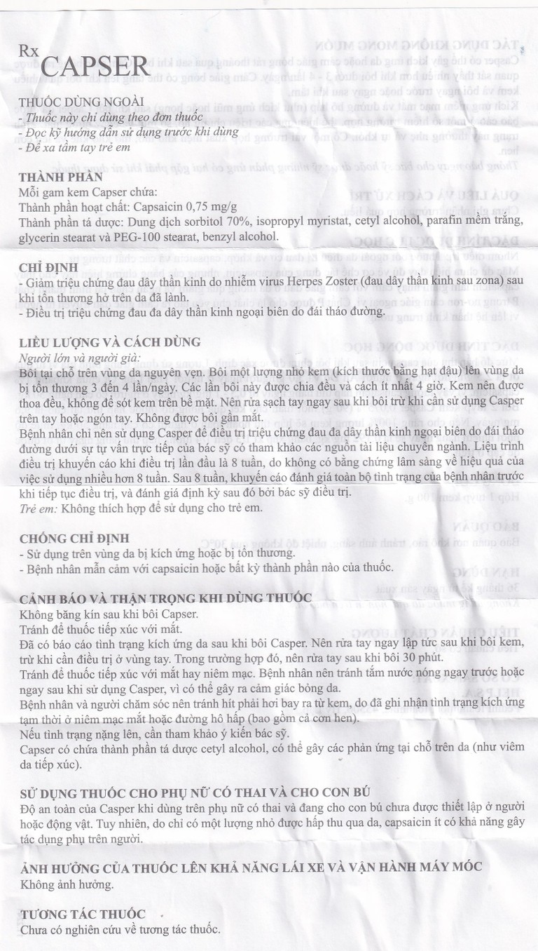 Thuốc Capser Help giảm đau thần kinh do Herpes Zoster và đau dây thần kinh do đái tháo đường (100g)