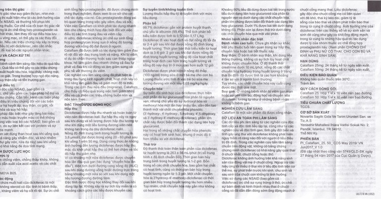 Thuốc Cataflam 25 Novartis điều trị đau sau chấn thương, viêm và sưng do bong gân (1 vỉ x 10 viên)