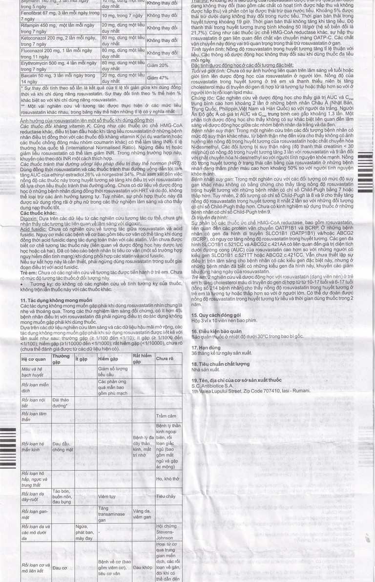 Thuốc Catavastatin 20mg Antibiotice điều trị tăng cholesterol máu và phòng ngừa biến cố tim mạch (3 vỉ x 10 viên)