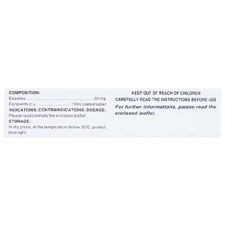 Thuốc Cebastin20 Dược 3-2 điều trị viêm mũi dị ứng, mày đay (3 vỉ x 10 viên) 