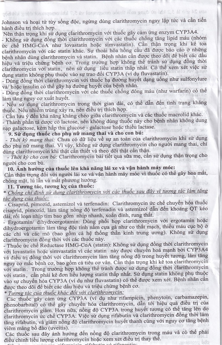 Thuốc Clarithromycin 500mg Quapharco điều trị nhiễm khuẩn đường hô hấp (2 vỉ x 5 viên)