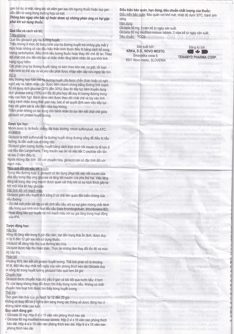 Thuốc Gliclada 30mg KRKA điều trị bệnh tiểu đường (8 vỉ x 15 viên)
