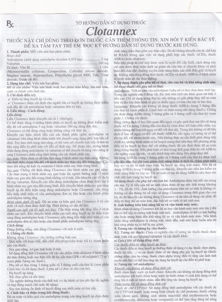 Thuốc Clotannex 5/160mg DRP Inter điều trị tăng huyết áp vô căn (3 vỉ x 10 viên)