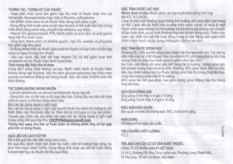 Dung dịch uống Calcium Corbière Extra Sanofi bổ sung canxi, hỗ trợ điều trị loãng xương (3 vỉ x 10 ống x 10ml)