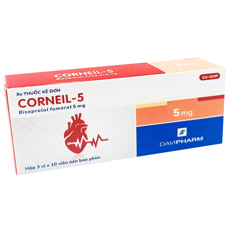 Thuốc Corneil 5 Đạt Vi Phú điều trị tăng huyết áp, đau thắc ngực (3 vỉ x 10 viên)