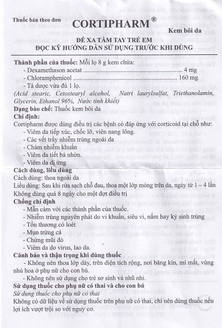 Kem bôi da Cortipharm 8g Spharm điều trị viêm da tiếp xúc, chốc lỡ, viêm nang lông