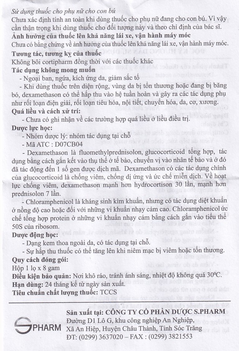 Kem bôi da Cortipharm 8g Spharm điều trị viêm da tiếp xúc, chốc lỡ, viêm nang lông