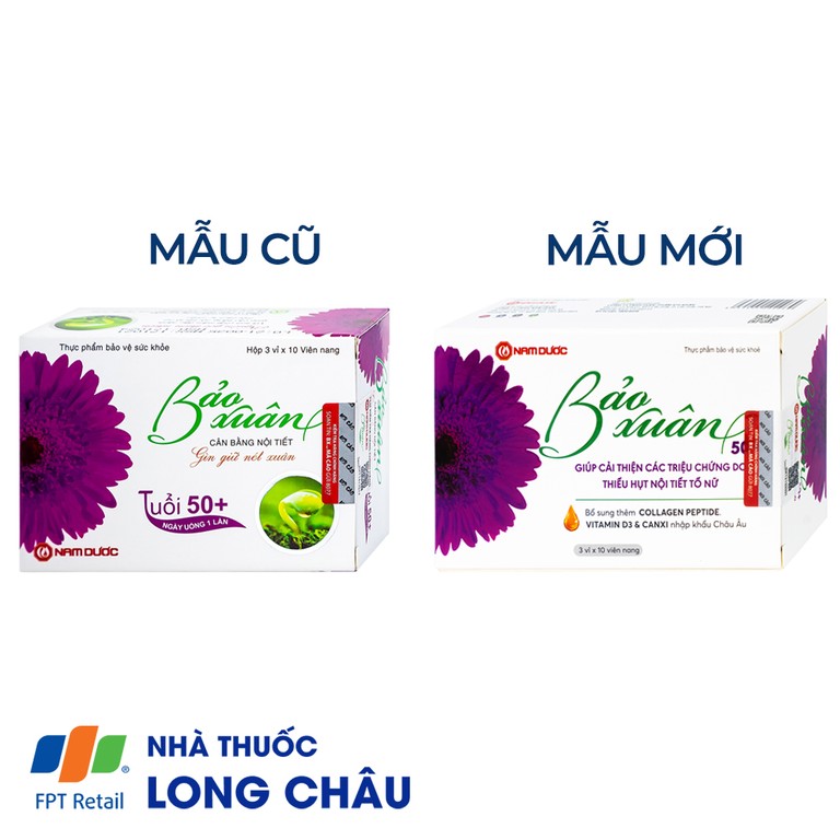 Viên uống Bảo Xuân Tuổi 50+ Nam Dược bổ sung và hỗ trợ cân bằng nội tiết tố nữ Estrogen (3 vỉ x 10 viên)