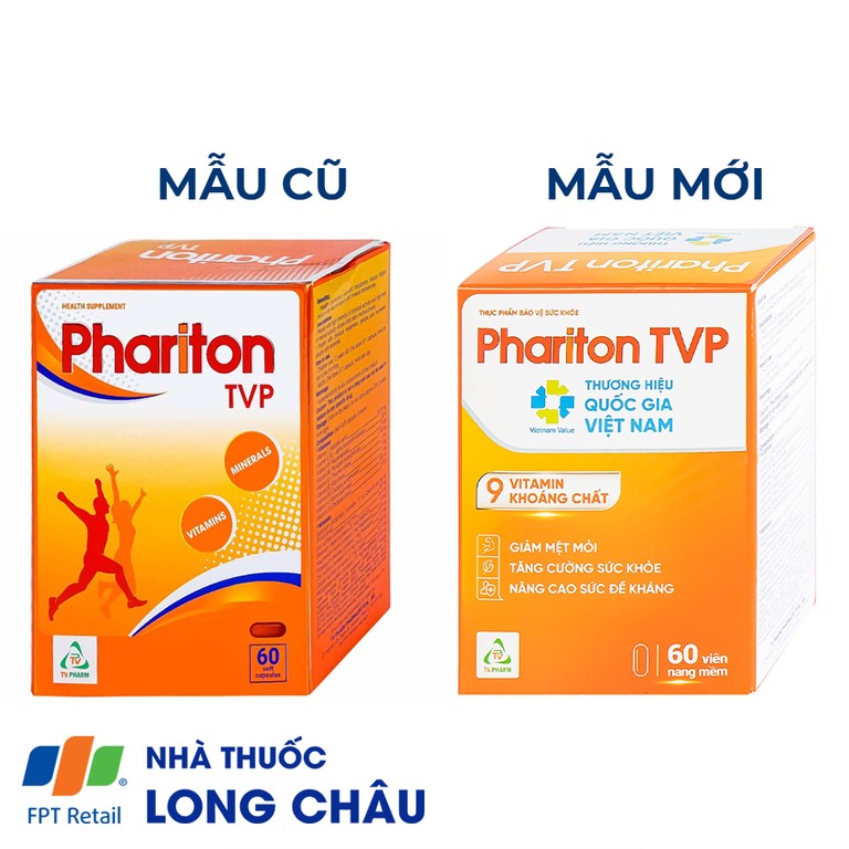 Viên uống Phariton TVPharma hỗ trỡ tăng cường sức khỏe, nâng cao sức đề kháng (12 vỉ x 5 viên)