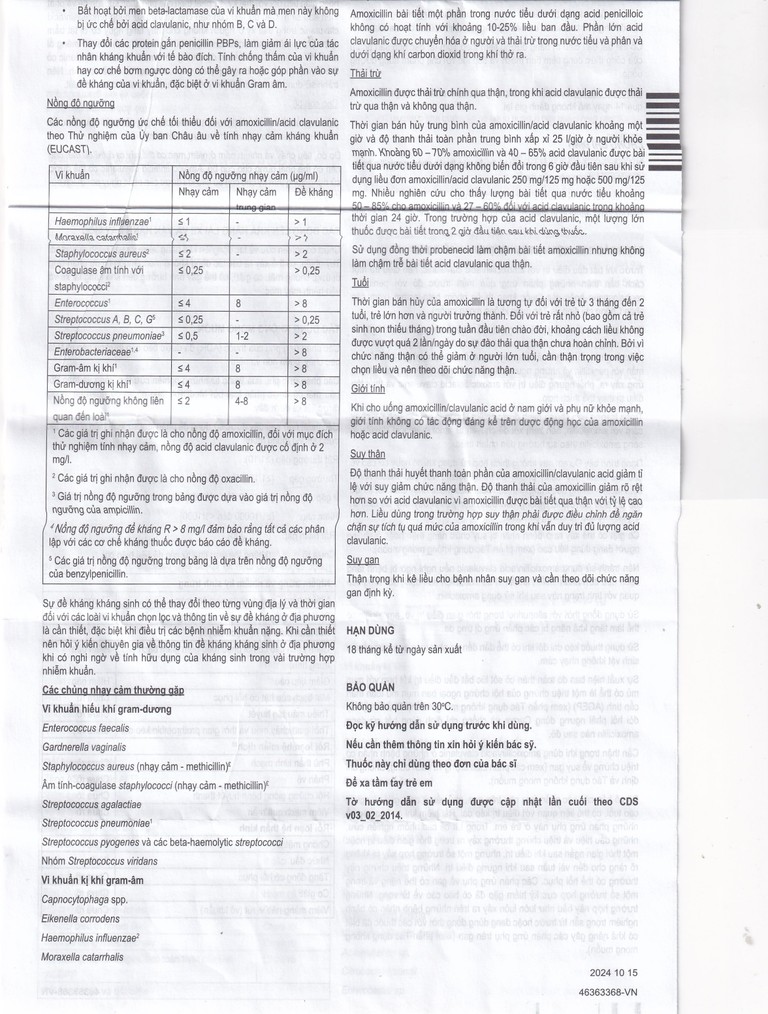 Thuốc Curam 625mg Sandoz điều trị nhiễm khuẩn do các vi khuẩn nhạy cảm (25 vỉ x 4 viên)