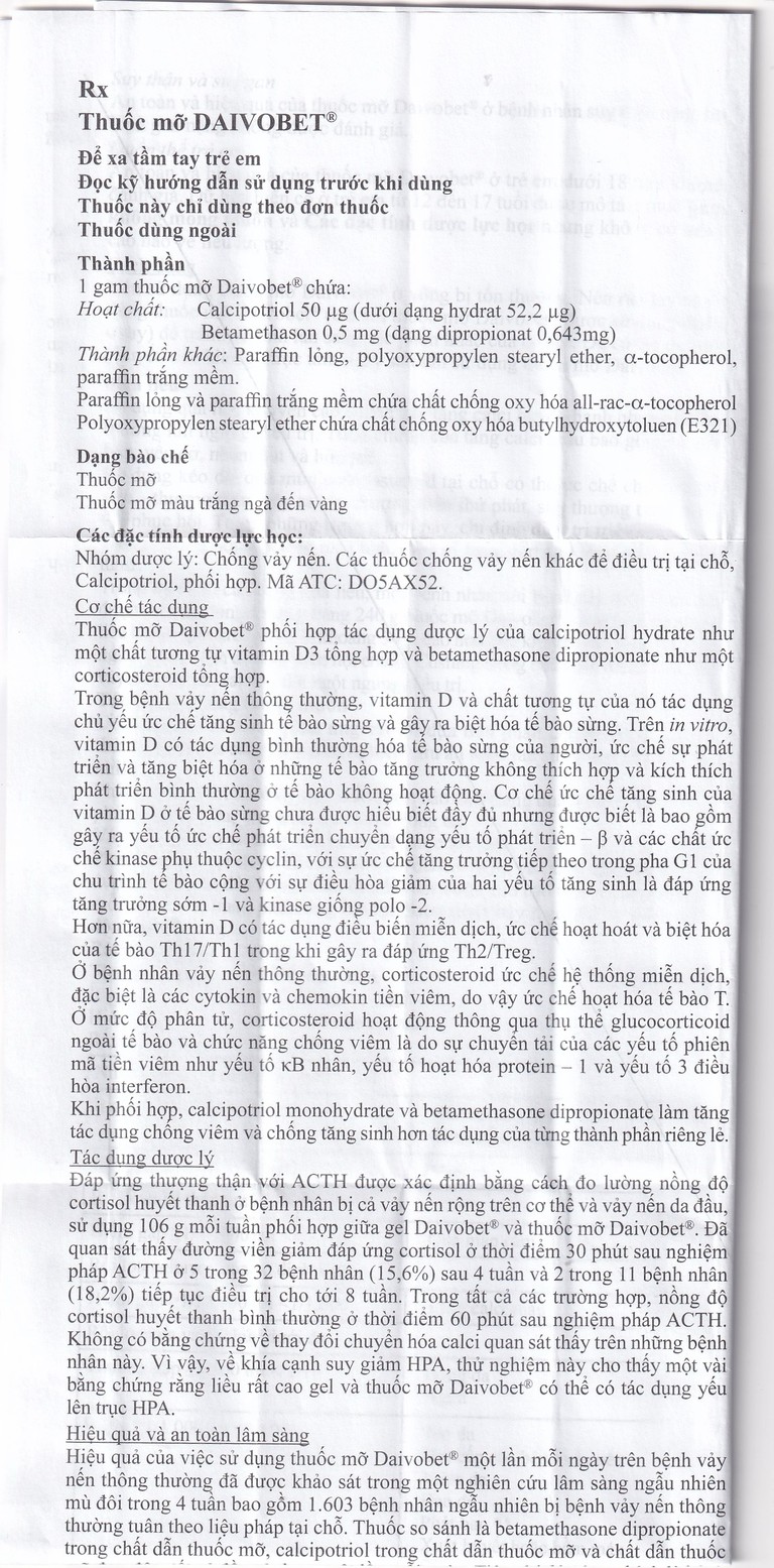 Thuốc mỡ Daivobet LEO điều trị bệnh vảy nến mảng mạn tính (15g)