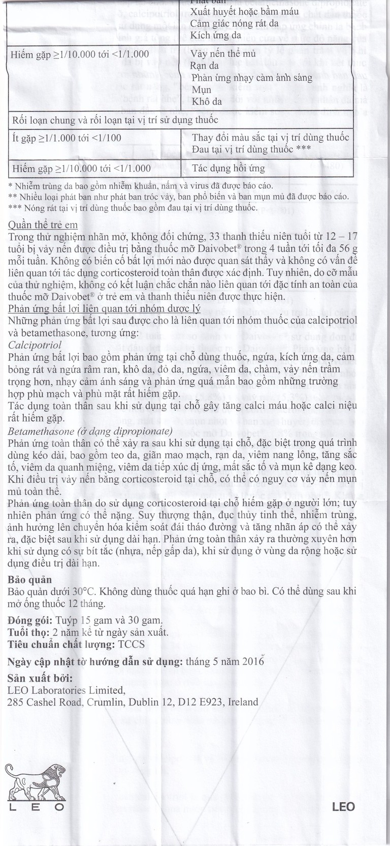 Thuốc mỡ Daivobet LEO điều trị bệnh vảy nến mảng mạn tính (15g)