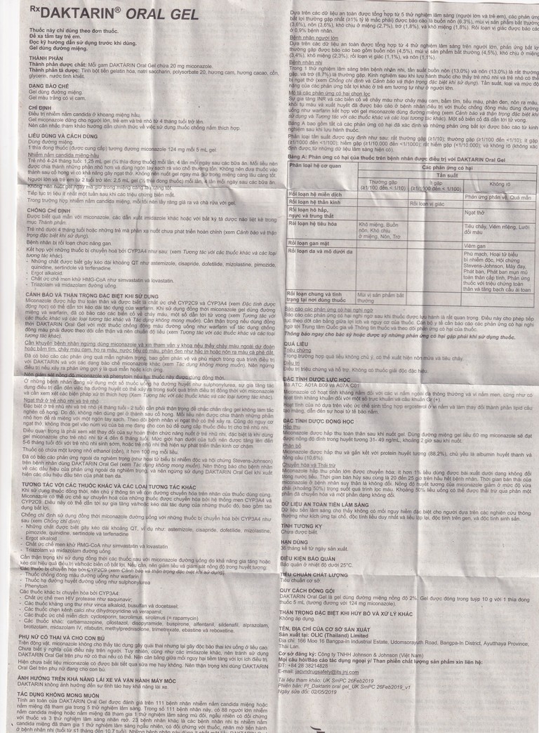 Gel Daktarin Oral Janssen điều trị nhiễm nấm candida (10g)
