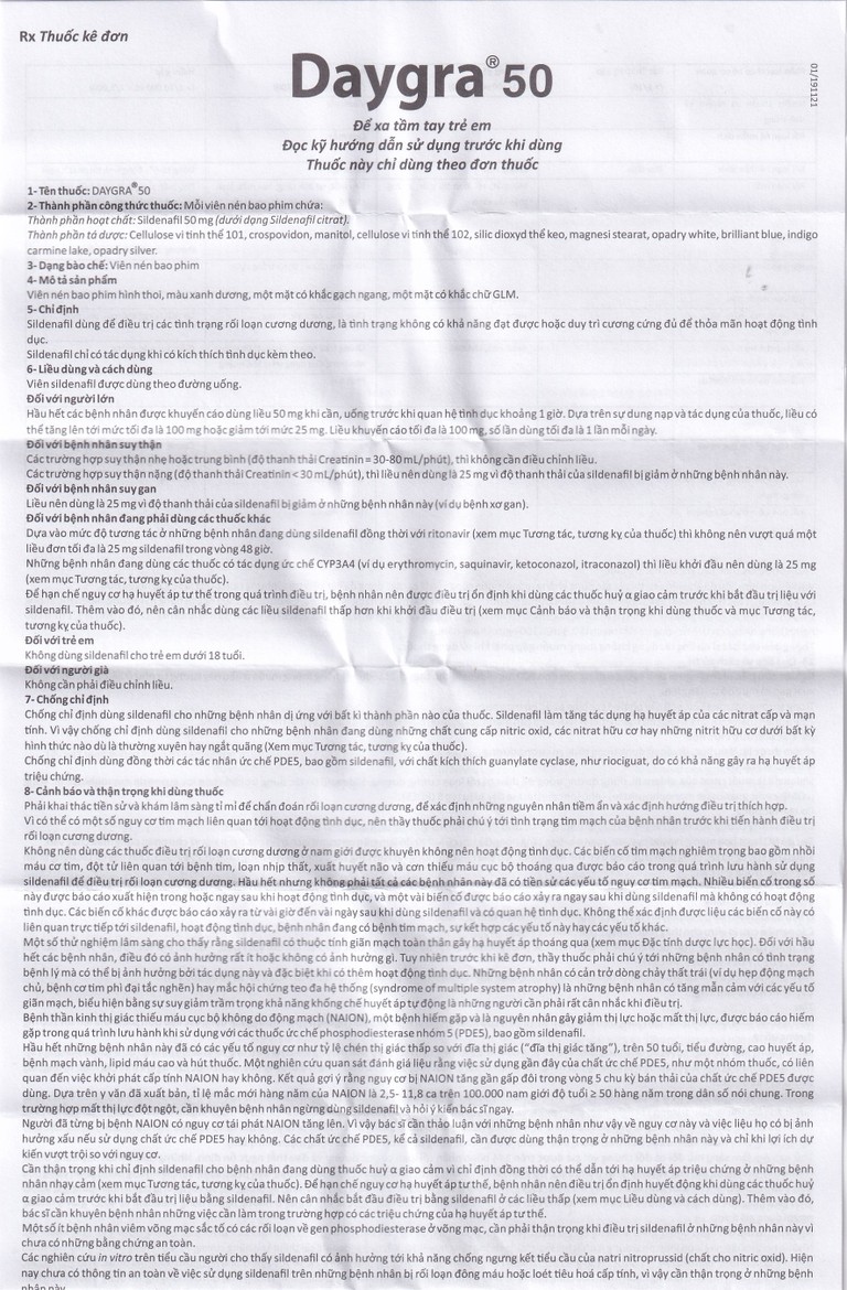 Thuốc Daygra 50 Abbott điều trị rối loạn cương dương (4 viên)