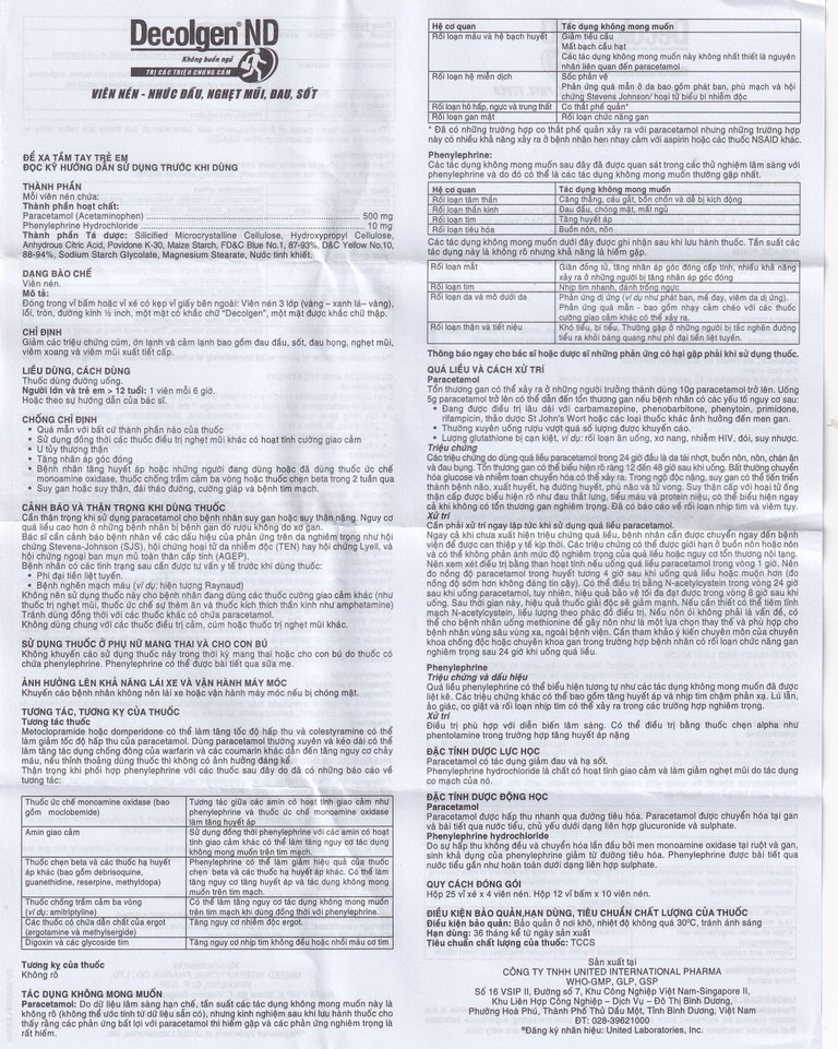 Thuốc Decolgen ND United điều trị các triệu chứng cảm thông thường, viêm mũi dị ứng (25 vỉ x 4 viên)