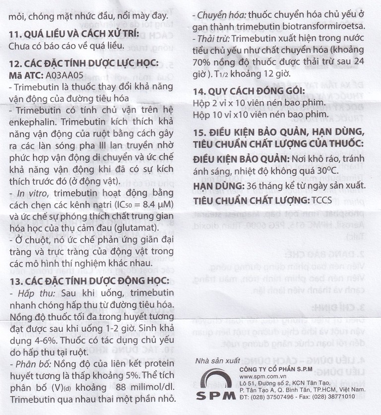 Thuốc Detriat điều trị triệu chứng đau, rối loạn chuyển vận ruột, khó chịu đường ruột (2 vỉ x 10 viên)