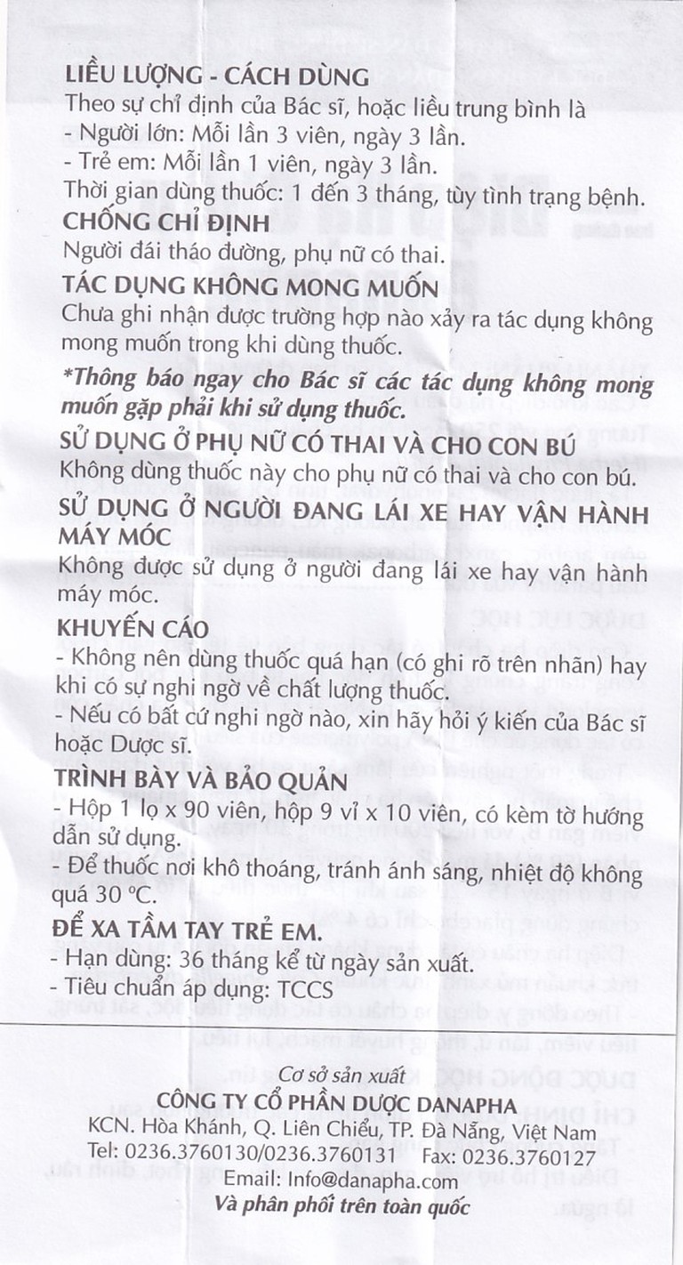 Thuốc Diệp Hạ Châu Danapha tăng cường chức năng gan (90 viên)