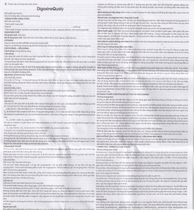 Thuốc DigoxineQualy Dược 3-2 điều trị suy tim sung huyết, rung nhỉ (1 vỉ x 30 viên)