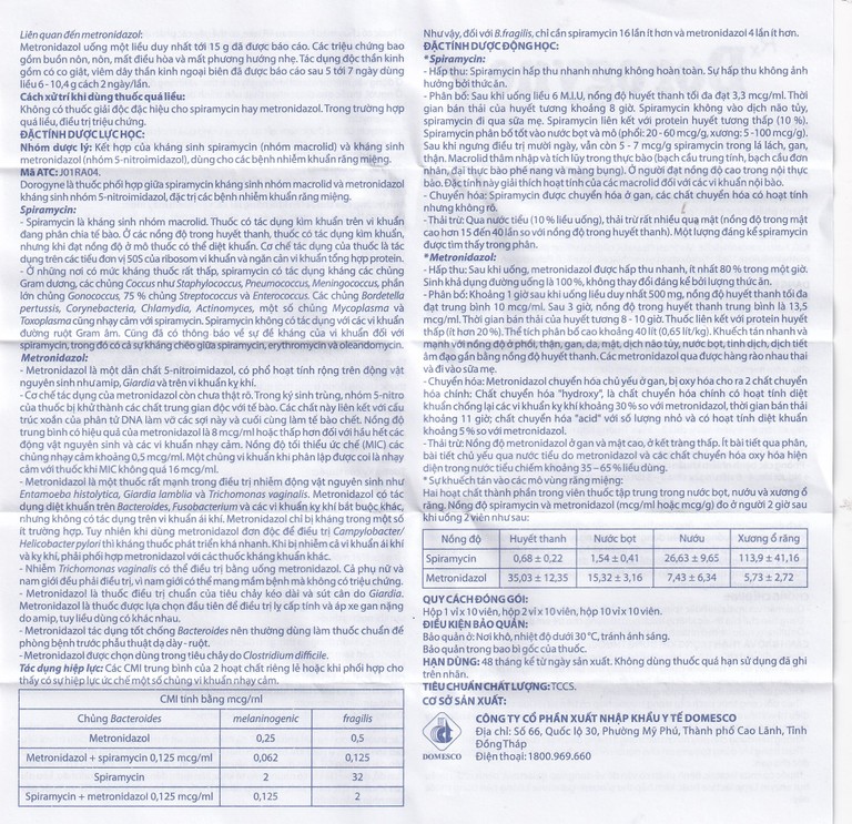 Thuốc Dorogyne Domesco điều trị các bệnh nhiễm khuẩn răng miệng cấp và mạn tính (2 vỉ x 10 viên)