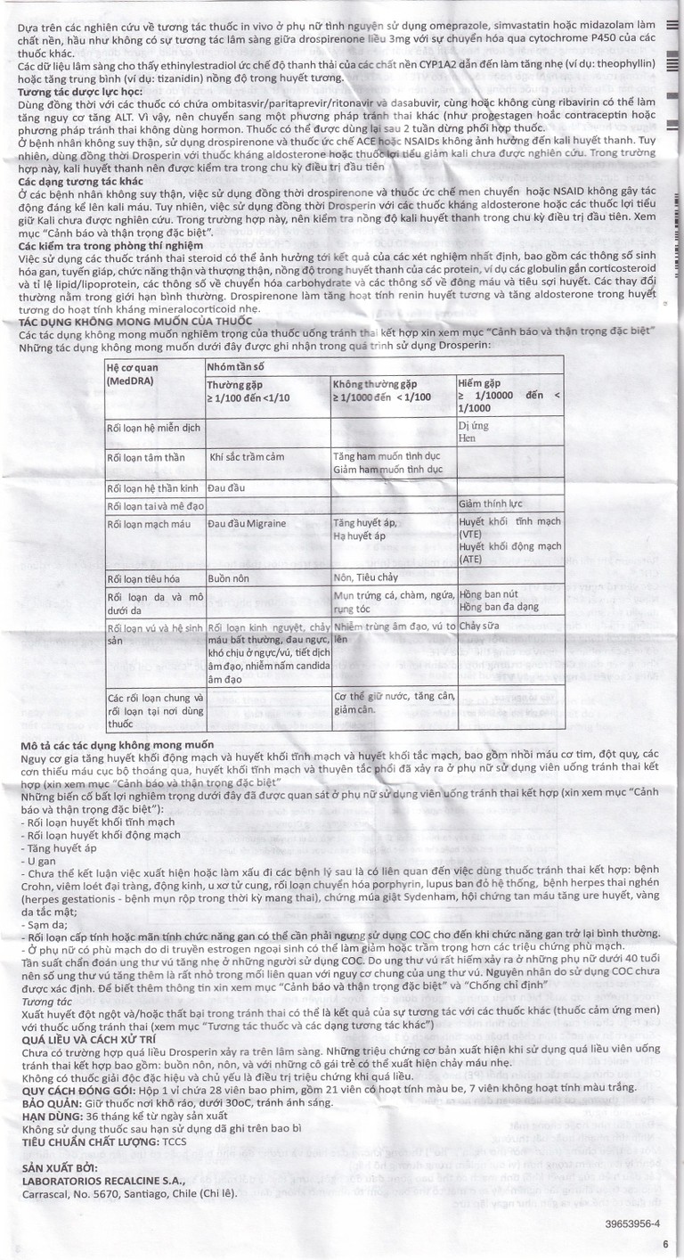 Thuốc tránh thai hằng ngày Drosperin Abbott (1 vỉ x 28 viên)