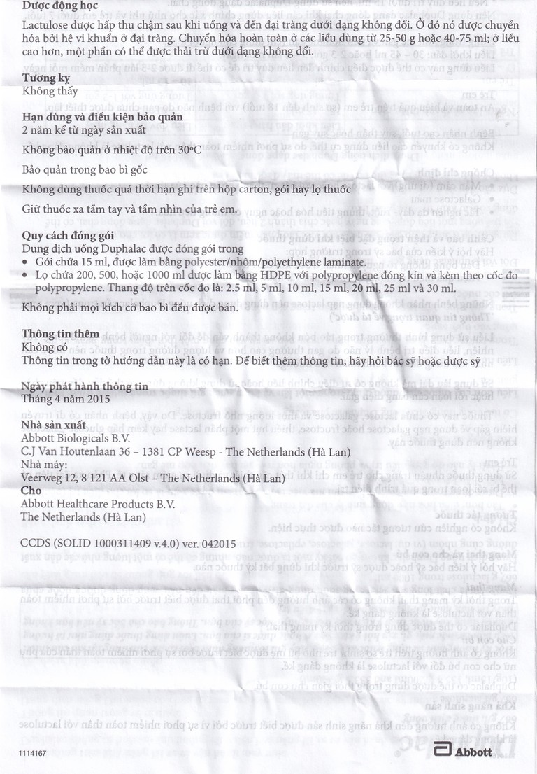 Duphalac (Lactulose) điều trị táo bón hiệu quả và tăng cường lợi khuẩn ruột (20 gói x 15ml)