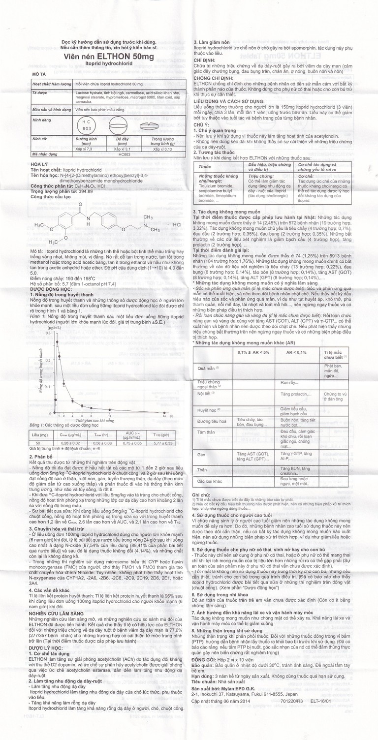 Thuốc Elthon Abbott điều trị những triệu chứng viêm dạ dày mạn tính (2 vỉ x 10 viên)