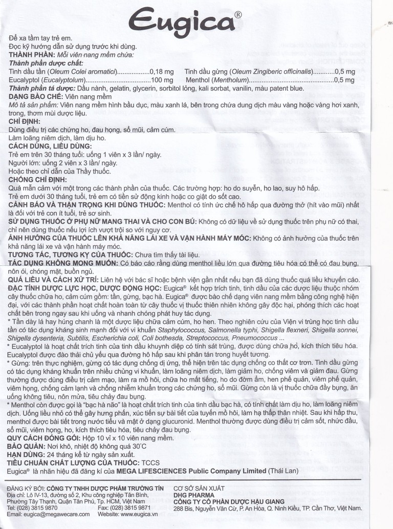 Thuốc Eugica MEGA We care điều trị ho đờm, cảm cúm, sổ mũi (10 vỉ x 10 viên)