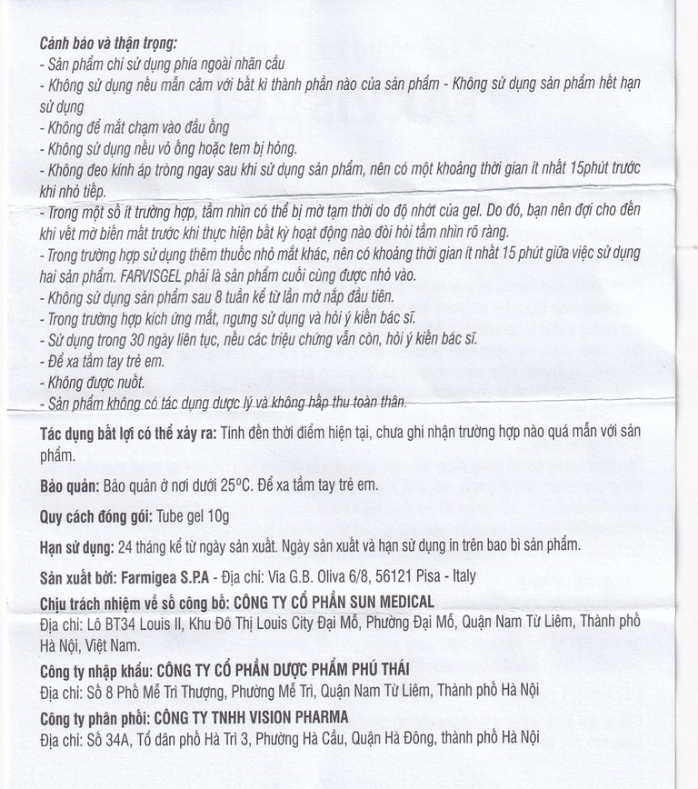 Gel Favisgel Farmigea giúp bảo vệ bề mặt nhãn cầu ở những bệnh nhân bị thay đổi màng phim nước mắt (10g)