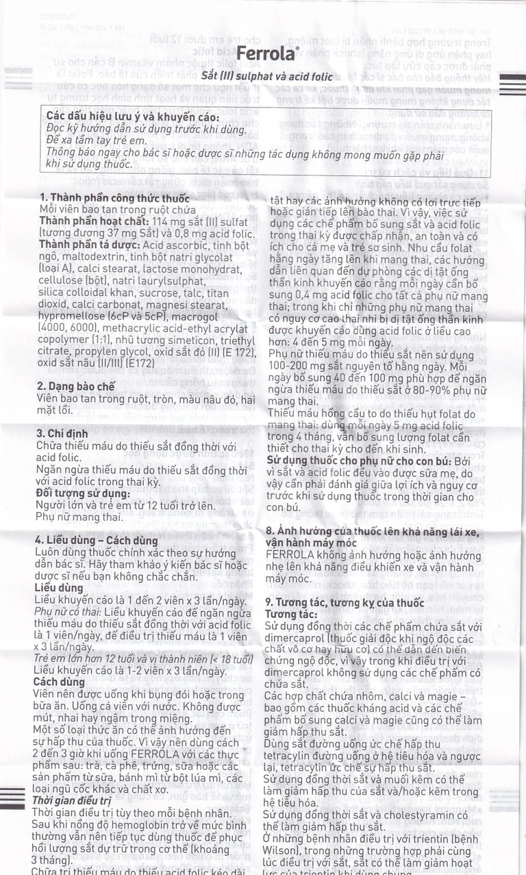 Thuốc Ferrola Worwag điều trị thiếu máu do thiếu sắt (5 vỉ x 10 viên)