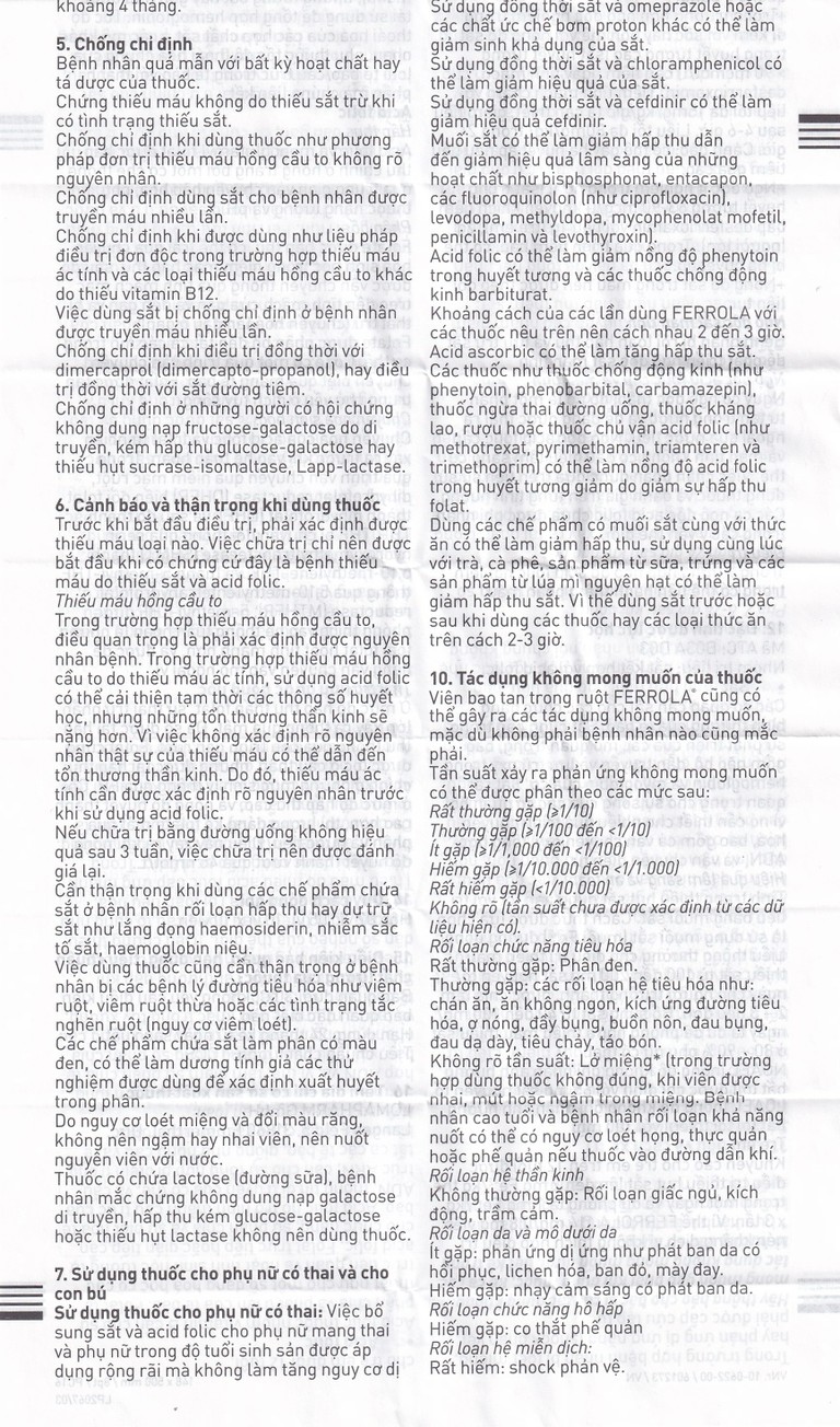 Thuốc Ferrola Worwag điều trị thiếu máu do thiếu sắt (5 vỉ x 10 viên)