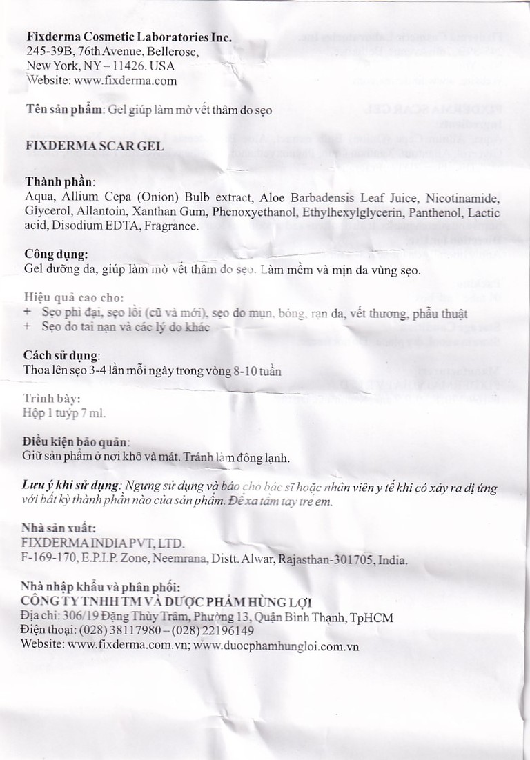 Kem bôi Fixderma Scar Gel hỗ trợ làm mờ vết sẹo, dưỡng ẩm da (7ml)