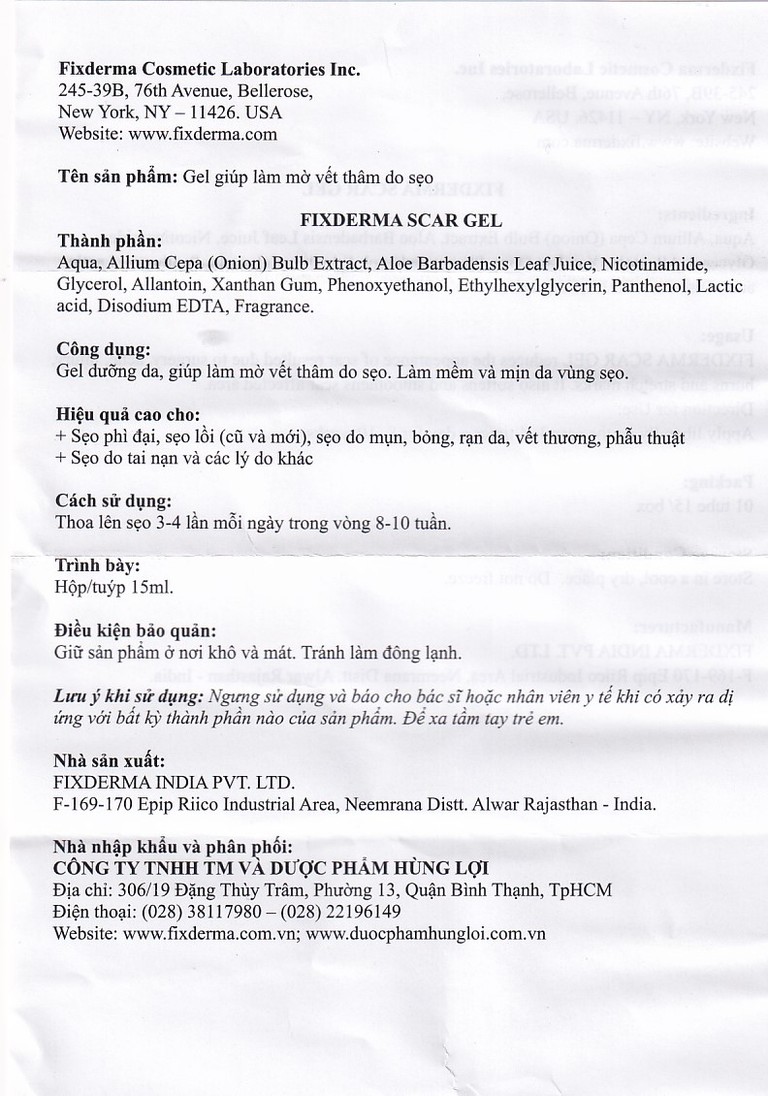 Gel bôi mờ sẹo Fixderma Scar Gel (15ml)