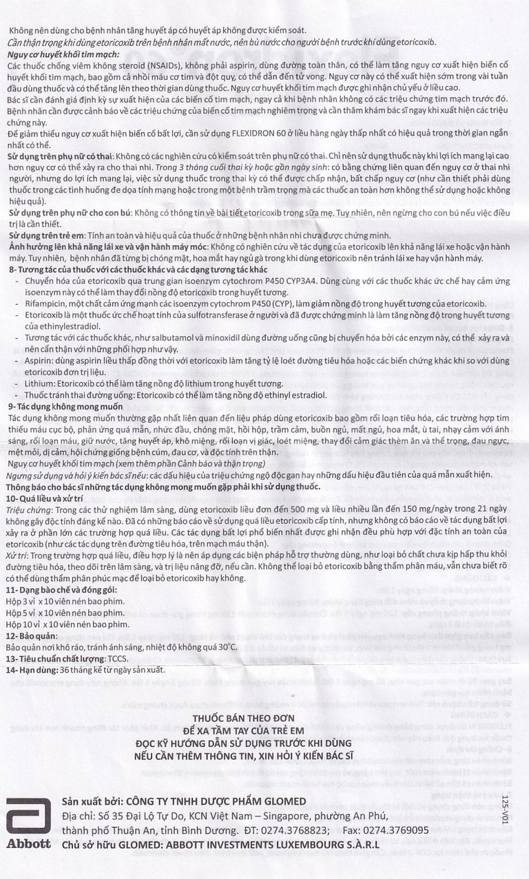 Thuốc Flexidron 60 Abbott giảm triệu chứng viêm xương khớp, viêm khớp dạng thấp (3 vỉ x 10 viên)