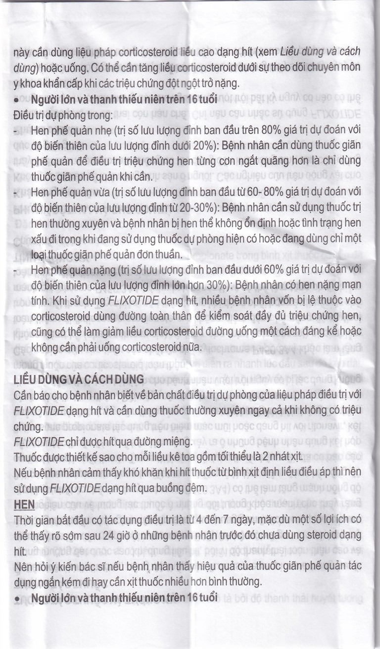 Khí dung Flixotide 125mcg GSK điều trị hen phế quản (120 liều)