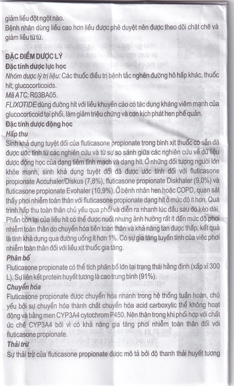 Khí dung Flixotide 125mcg GSK điều trị hen phế quản (120 liều)