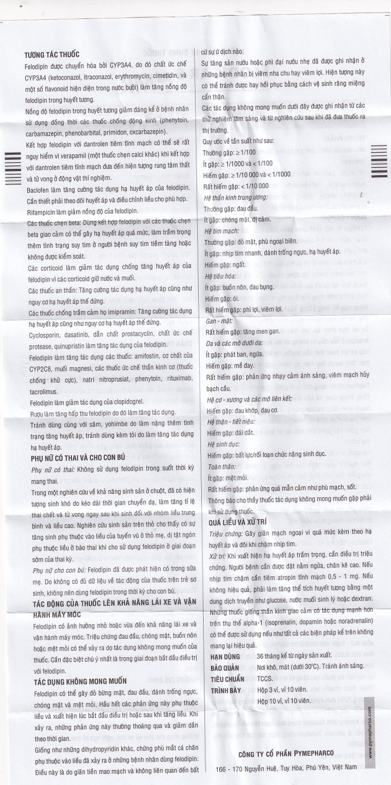 Thuốc Flodicar MR 5mg Pymepharco điều trị tăng huyết áp (3 vỉ x 10 viên)