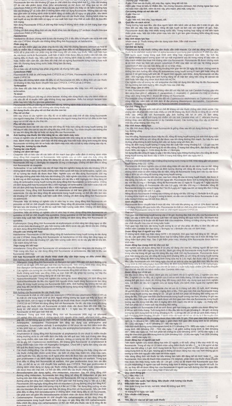 Thuốc Fluconazole Stella 150mg điều trị nhiễm nấm (1 vỉ x 1 viên)