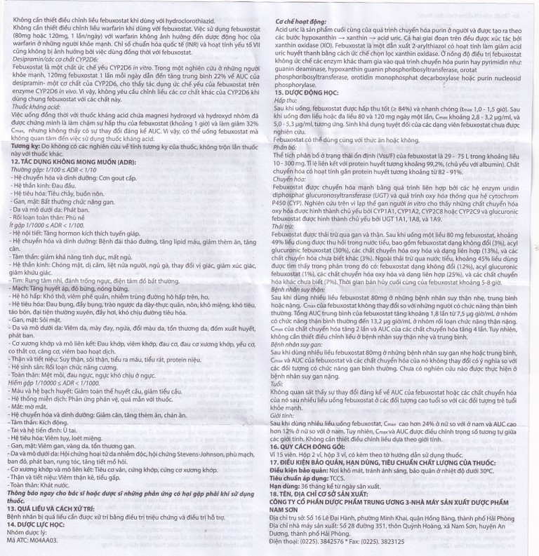 Thuốc Forgout 40mg TW3 điều trị tăng acid uric mạn tính, viêm khớp do gout (2 vỉ x 15 viên)