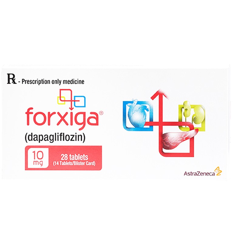 Thuốc Forxiga AstraZeneca điều trị đái tháo đường típ 2, suy tim, bệnh thận mạn (2 vỉ x 14 viên)
