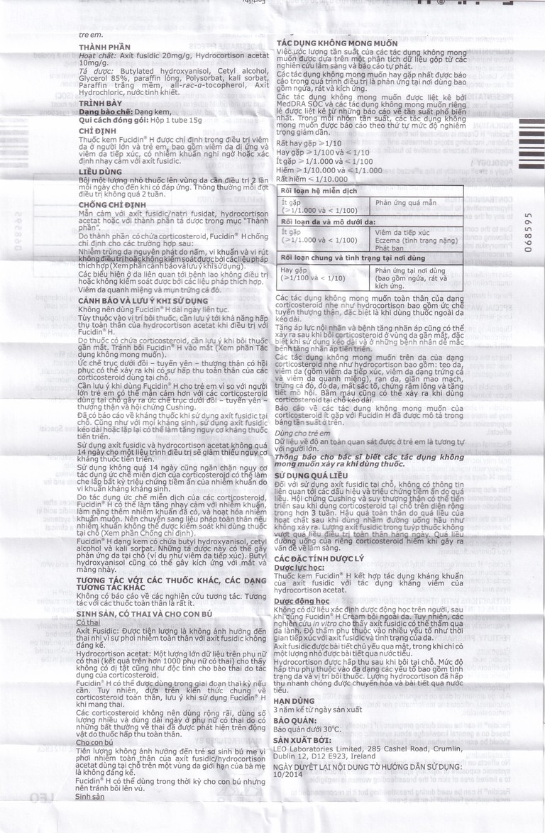 Kem Fucidin H LEO điều trị viêm da (15g)