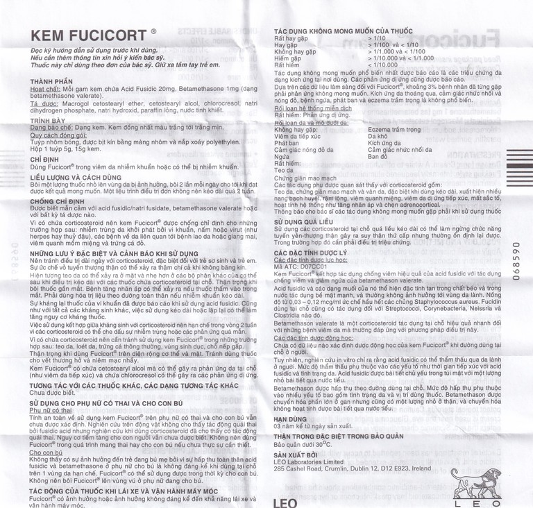 Kem Fucicort LEO điều trị viêm da nhiễm khuẩn (15g)