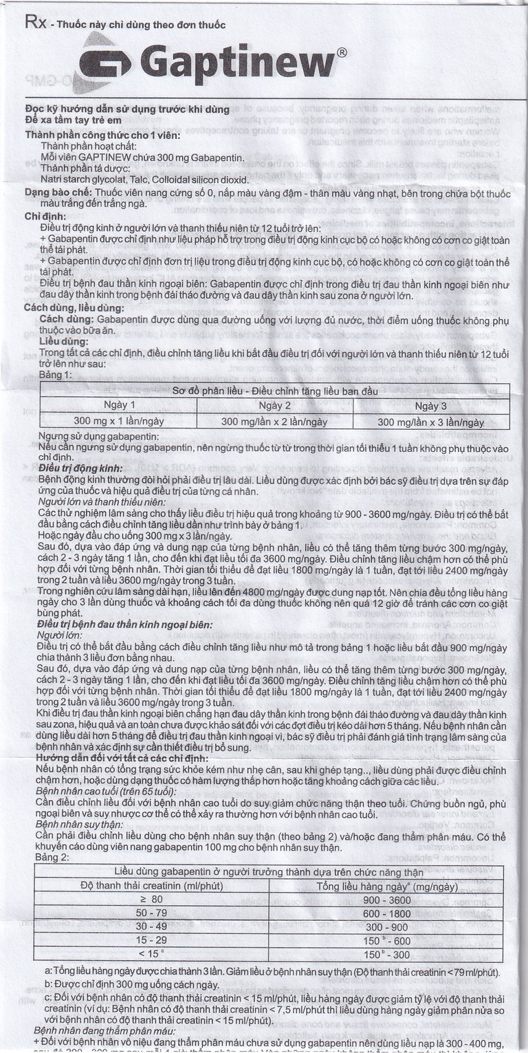 Thuốc Gaptinew 300mg Agimexpharm điều trị động kinh và đau thần kinh ngoại biên (10 vỉ x 10 viên)